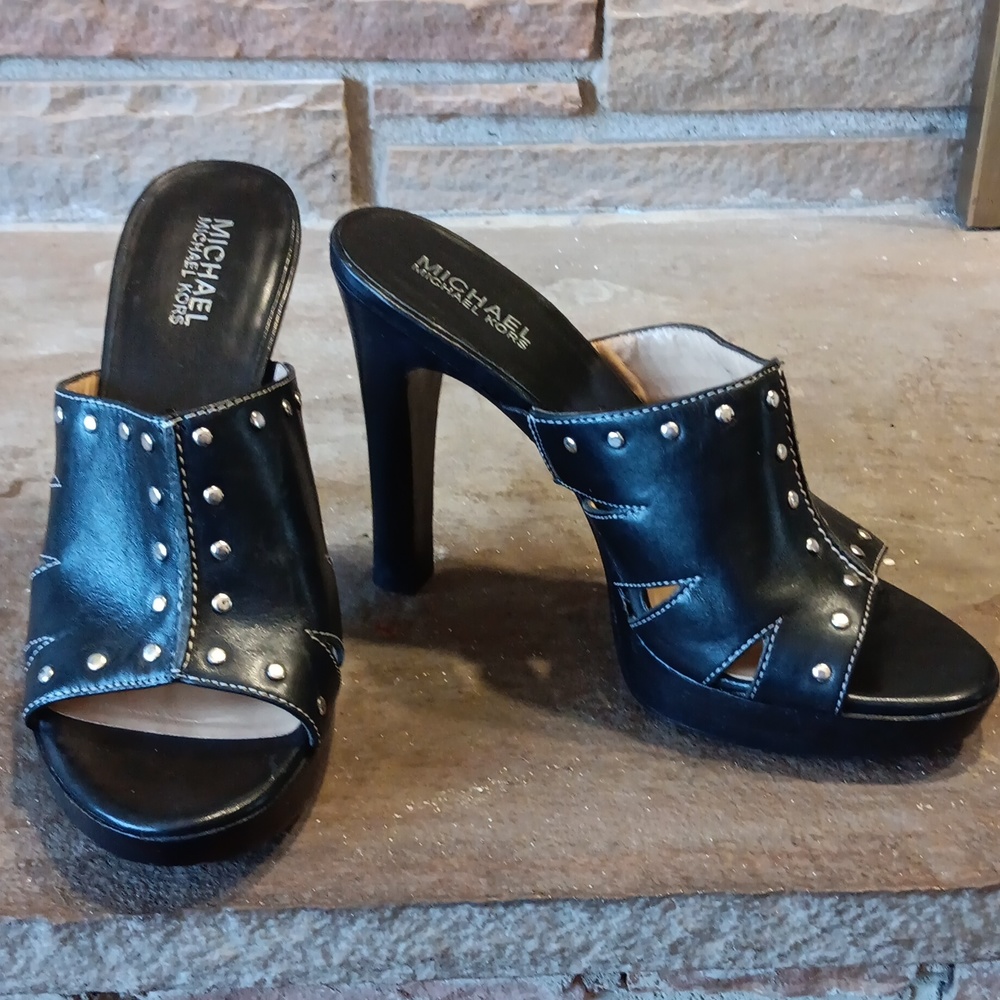 Michael Kors Black Leather Studded Women's Shoes